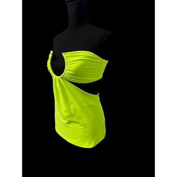 Susana Monaco Neon Green Sleeveless Halter Top, Summer, Vacation, RESORT - Picture 4 of 8